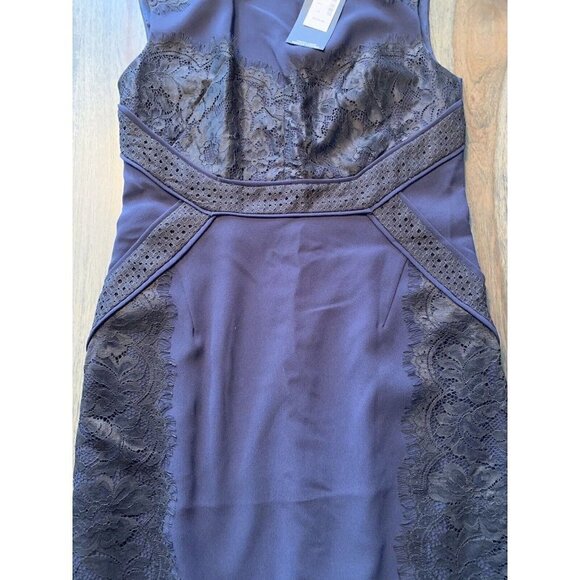 NWT RW&CO Dress Size 10 Dark Blue Black Lace Details Office Cocktail Sleeveless - Picture 3 of 12